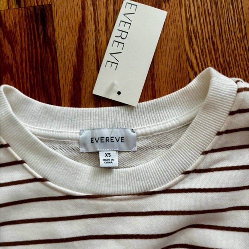 Evereve Cream and Brown Striped Women's Sweatshirt